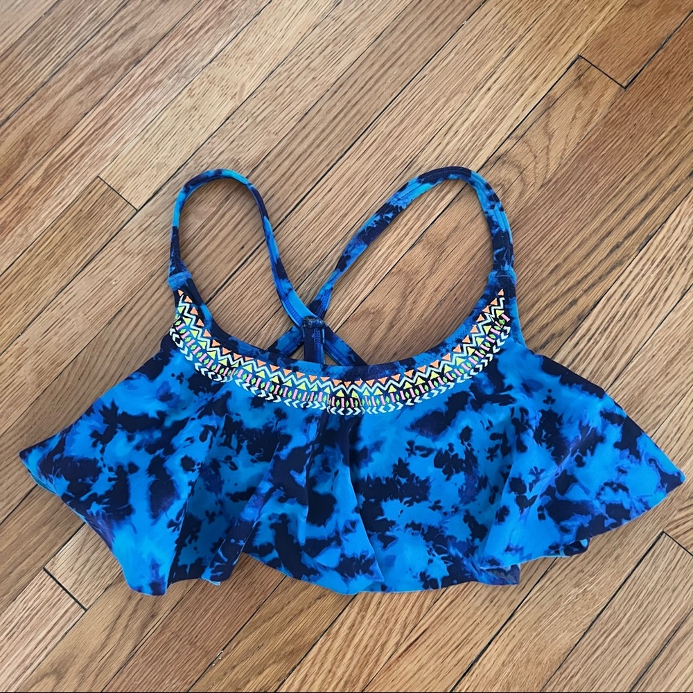 Pink brand blue tie dye bikini top XS